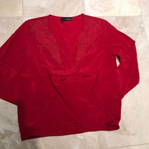 The Kooples Embroidered Drape Silk Blouse - Picture 2 of 4